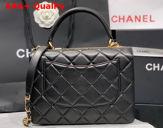 Chanel Flap Bag with Top Handle Lambskin Black with Gold Tone Metal Ref A92236 Replica