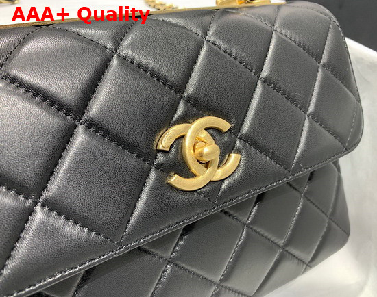 Chanel Flap Bag with Top Handle Lambskin Black with Gold Tone Metal Ref A92236 Replica