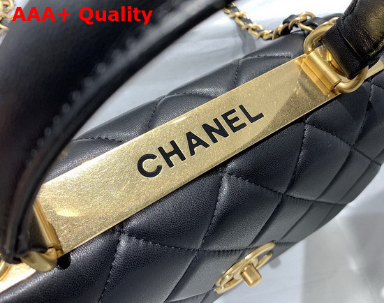 Chanel Flap Bag with Top Handle Lambskin Black with Gold Tone Metal Ref A92236 Replica