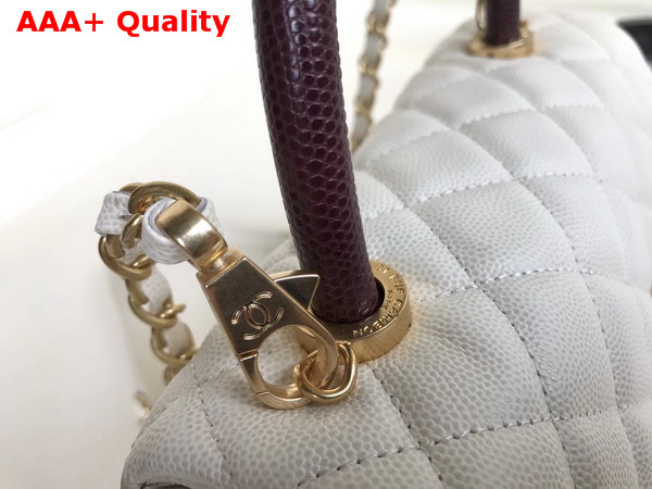 Chanel Flap Bag with Top Handle White Grained Calfskin Gold Tone Metal Replica