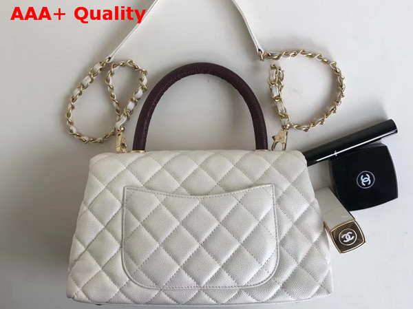 Chanel Flap Bag with Top Handle White Grained Calfskin Gold Tone Metal Replica