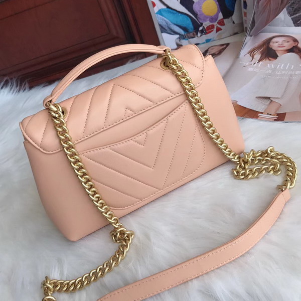 Chanel Flap Bag with Top Handle in Pink Lambskin Gold Tone Metal For Sale