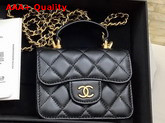 Chanel Flap Coin Purse with Chain Lambskin Gold Tone Metal Black Ref AP2200 Replica