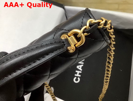 Chanel Flap Coin Purse with Chain Lambskin Gold Tone Metal Black Ref AP2200 Replica