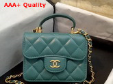 Chanel Flap Coin Purse with Chain Lambskin Gold Tone Metal Blue Ref AP2200 Replica