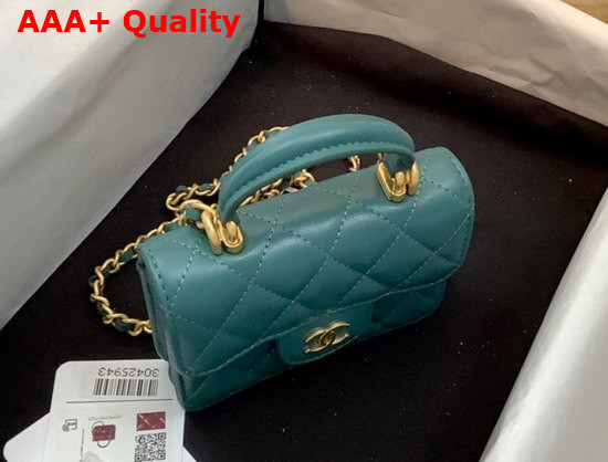 Chanel Flap Coin Purse with Chain Lambskin Gold Tone Metal Blue Ref AP2200 Replica