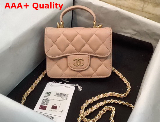 Chanel Flap Coin Purse with Chain Lambskin Gold Tone Metal Pink Ref AP2200 Replica