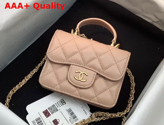 Chanel Flap Coin Purse with Chain Lambskin Gold Tone Metal Pink Ref AP2200 Replica