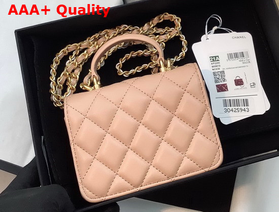 Chanel Flap Coin Purse with Chain Lambskin Gold Tone Metal Pink Ref AP2200 Replica