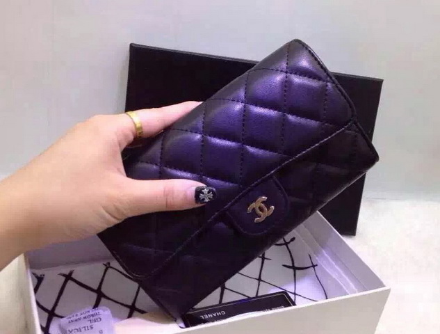 Chanel Flap Wallet Black Lambskin for Sale