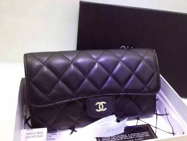 Chanel Flap Wallet Black Lambskin for Sale