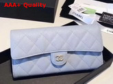 Chanel Flap Wallet Light Blue Grained Calfskin Replica