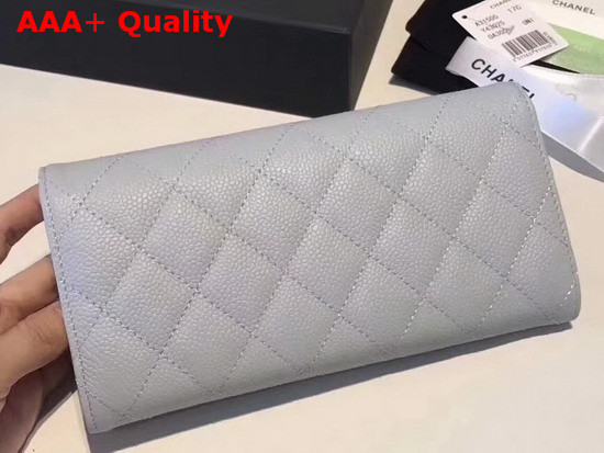 Chanel Flap Wallet Light Blue Grained Calfskin Replica