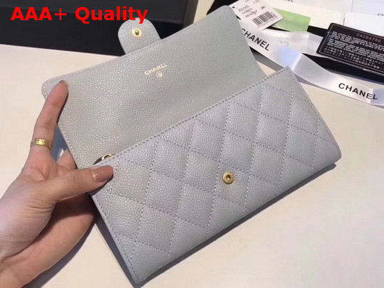 Chanel Flap Wallet Light Blue Grained Calfskin Replica