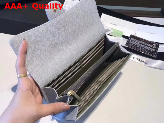 Chanel Flap Wallet Light Blue Grained Calfskin Replica