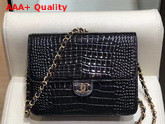 Chanel Flap Wallet On Chain Black Crocodile Embossed Calfskin Replica