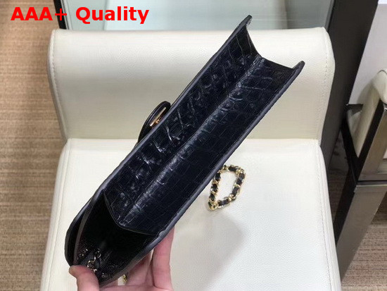 Chanel Flap Wallet On Chain Black Crocodile Embossed Calfskin Replica