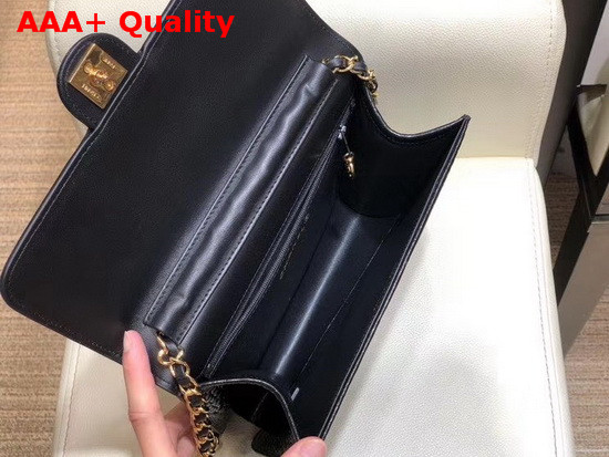 Chanel Flap Wallet On Chain Black Crocodile Embossed Calfskin Replica