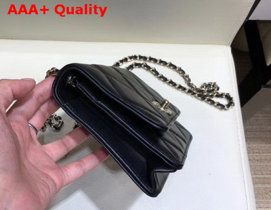 Chanel Flap Wallet On Chain Black Lambskin Replica