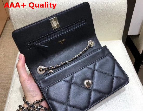 Chanel Flap Wallet On Chain Black Lambskin Replica