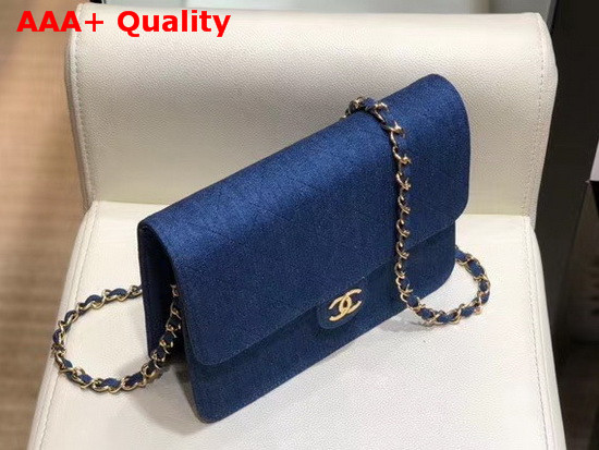 Chanel Flap Wallet On Chain Blue Denim Replica