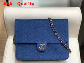 Chanel Flap Wallet On Chain Blue Denim Replica