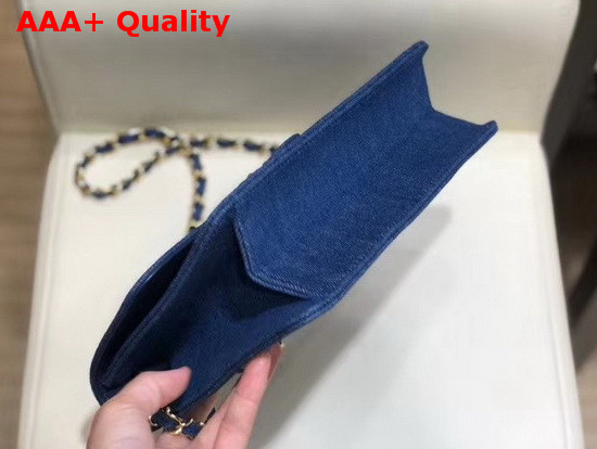 Chanel Flap Wallet On Chain Blue Denim Replica