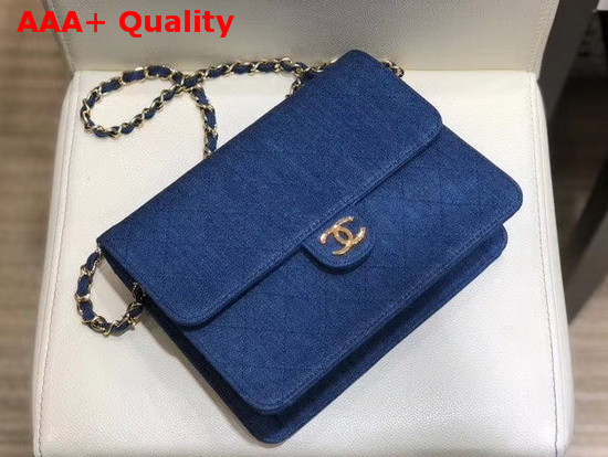 Chanel Flap Wallet On Chain Blue Denim Replica