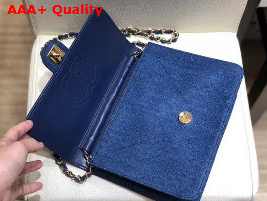 Chanel Flap Wallet On Chain Blue Denim Replica