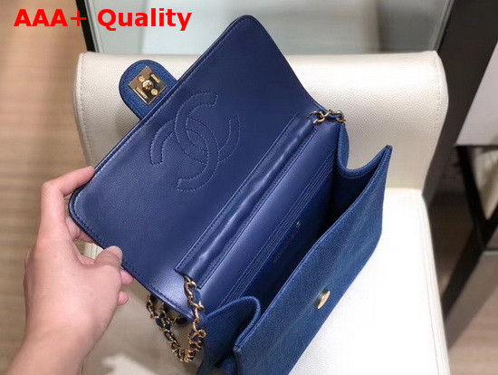 Chanel Flap Wallet On Chain Blue Denim Replica