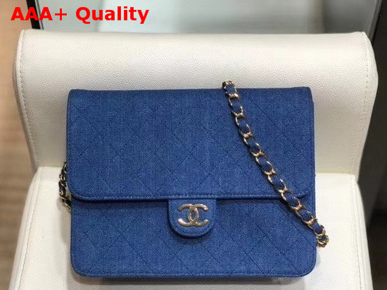 Chanel Flap Wallet On Chain Blue Denim Replica