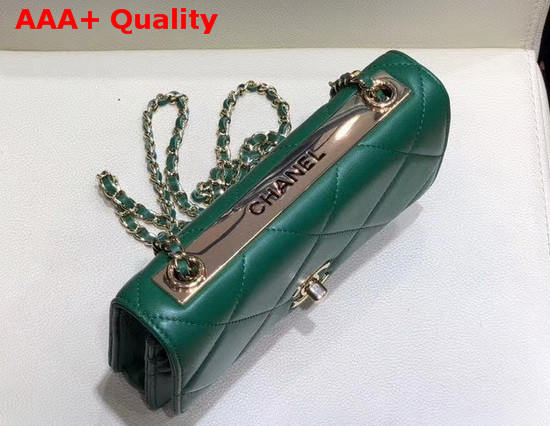 Chanel Flap Wallet On Chain Green Lambskin Replica