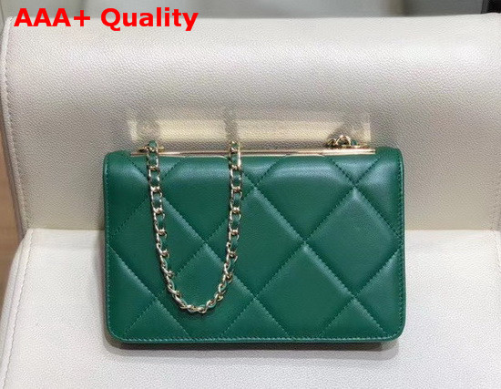 Chanel Flap Wallet On Chain Green Lambskin Replica