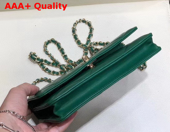 Chanel Flap Wallet On Chain Green Lambskin Replica