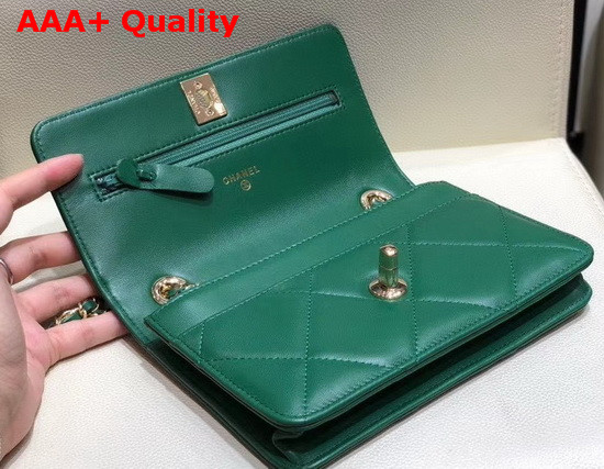 Chanel Flap Wallet On Chain Green Lambskin Replica