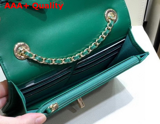 Chanel Flap Wallet On Chain Green Lambskin Replica