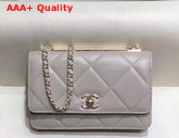 Chanel Flap Wallet On Chain Light Grey Lambskin Replica