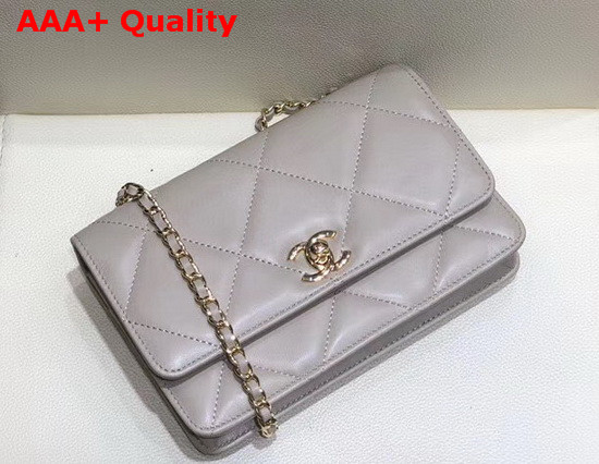 Chanel Flap Wallet On Chain Light Grey Lambskin Replica