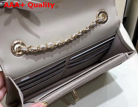 Chanel Flap Wallet On Chain Light Grey Lambskin Replica