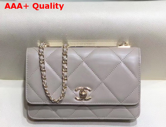 Chanel Flap Wallet On Chain Light Grey Lambskin Replica