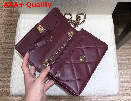 Chanel Flap Wallet On Chain Wine Lambskin Replica