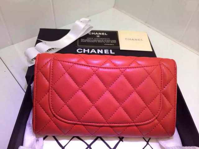 Chanel Flap Wallet Red Lambskin for Sale