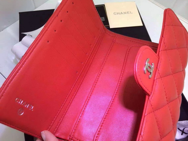 Chanel Flap Wallet Red Lambskin for Sale