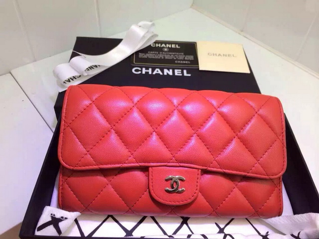 Chanel Flap Wallet Red Lambskin for Sale