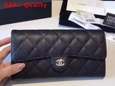 Chanel Flap Wallet in Black Grained Calfskin Replica