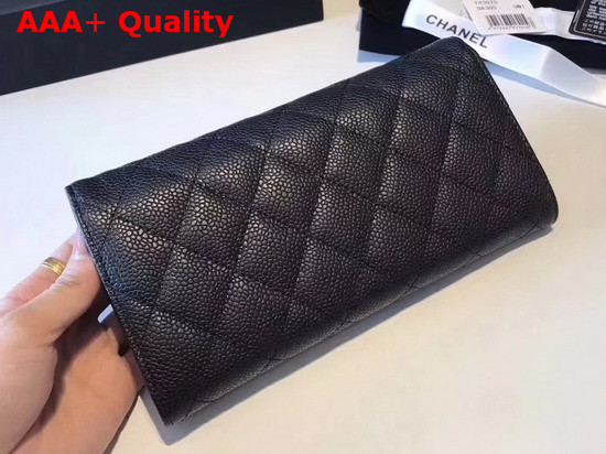 Chanel Flap Wallet in Black Grained Calfskin Replica