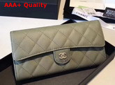 Chanel Flap Wallet in Green Grained Calfskin Replica