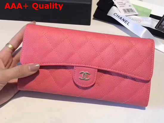 Chanel Flap Wallet in Light Pink Grained Calfskin Replica