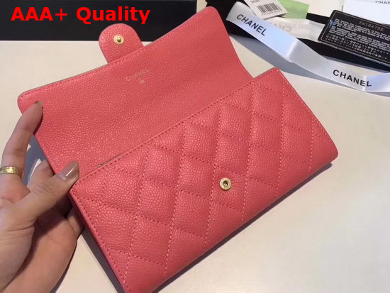 Chanel Flap Wallet in Light Pink Grained Calfskin Replica