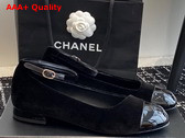 Chanel Flat Pump in Black Velvet and Lambskin Replica